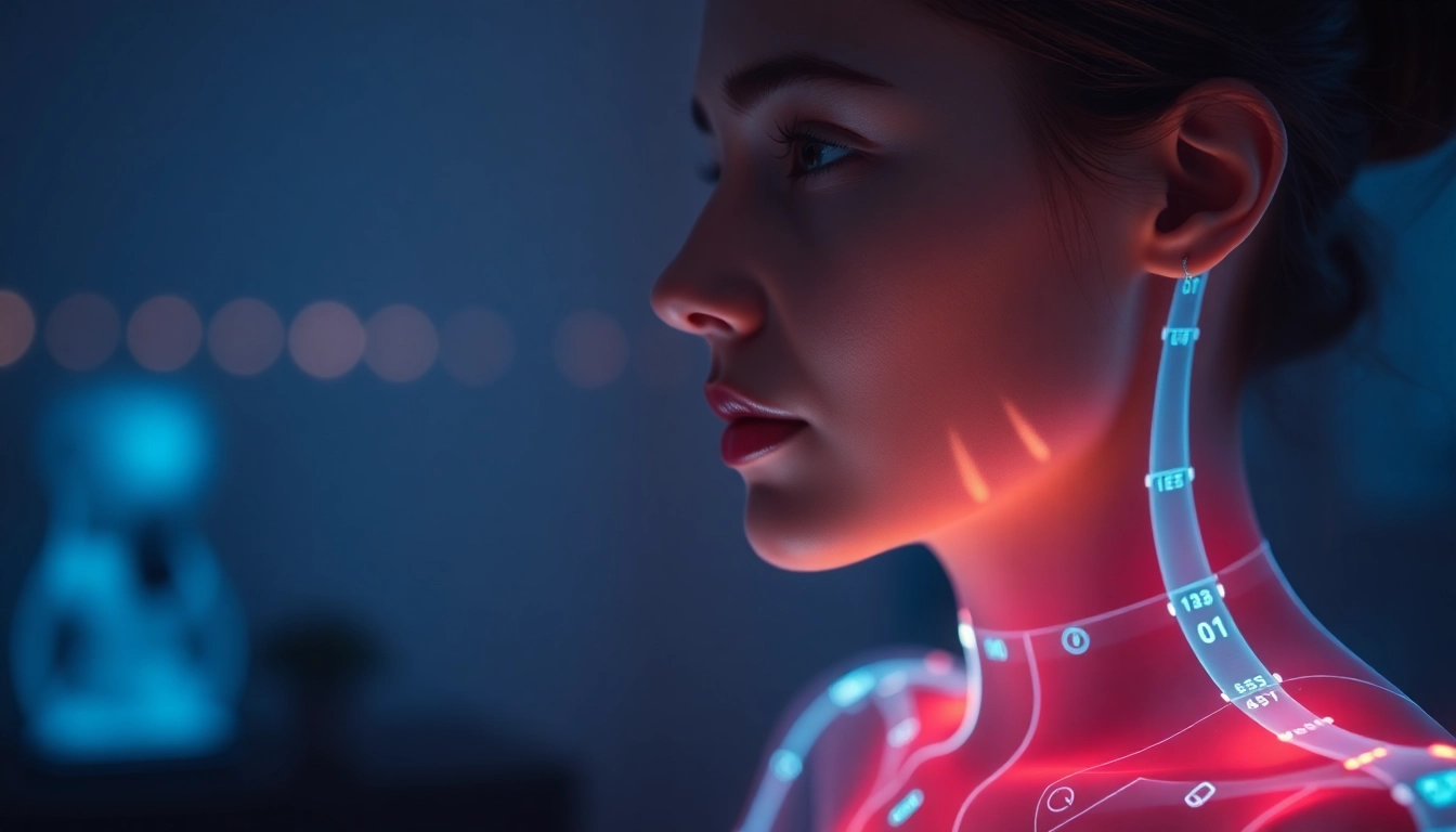 AI girlfriend engaging in a realistic and warm chat on a sleek digital interface, emphasizing intimacy and connection.