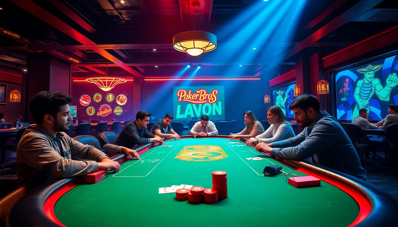 Engaging scene of PokerBros Paradise Union with players at an online poker table, showcasing community and excitement.