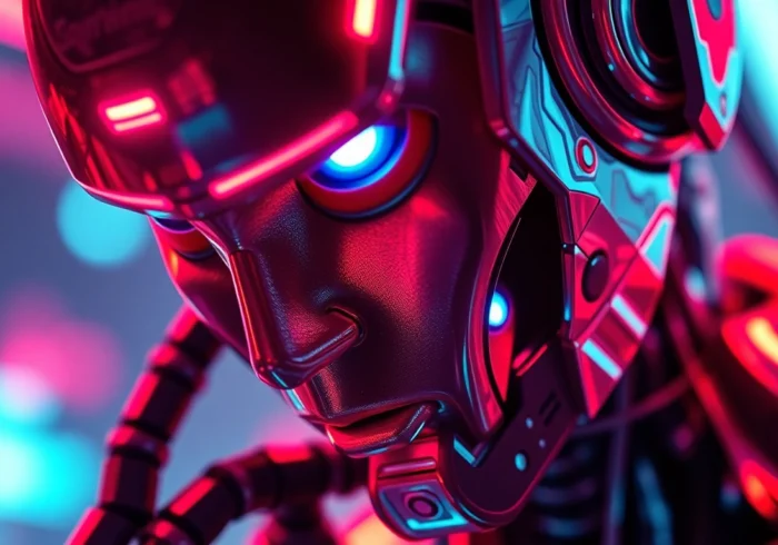High-quality depiction of a nsfw ai generator in action creating detailed digital artwork with vibrant neon effects, highly realistic detail.
