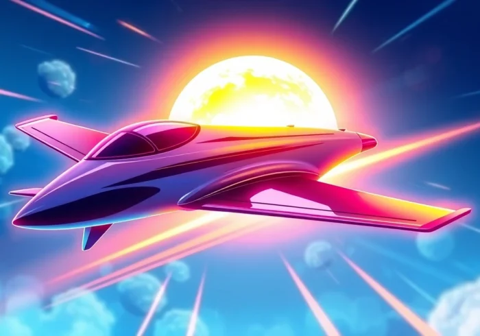 An engaging scene of a plane in flight symbolizing the thrill of aviator game online, with vivid colors and a sense of motion and adventure, designed to attract gamers.