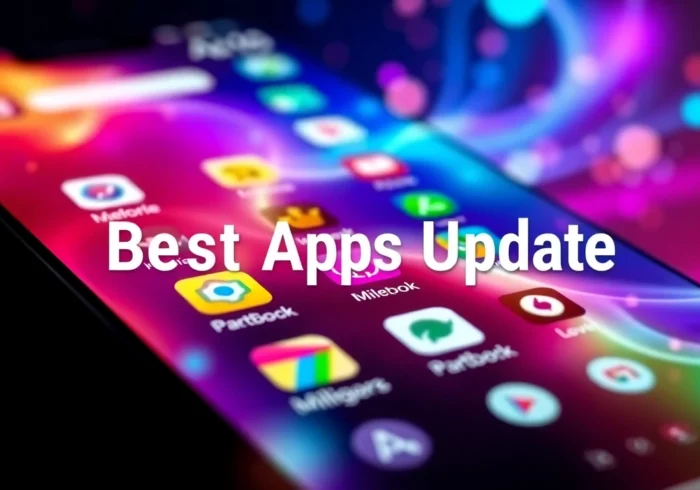 Smartphone displaying latest Best Apps Updates with vibrant icons and modern design elements