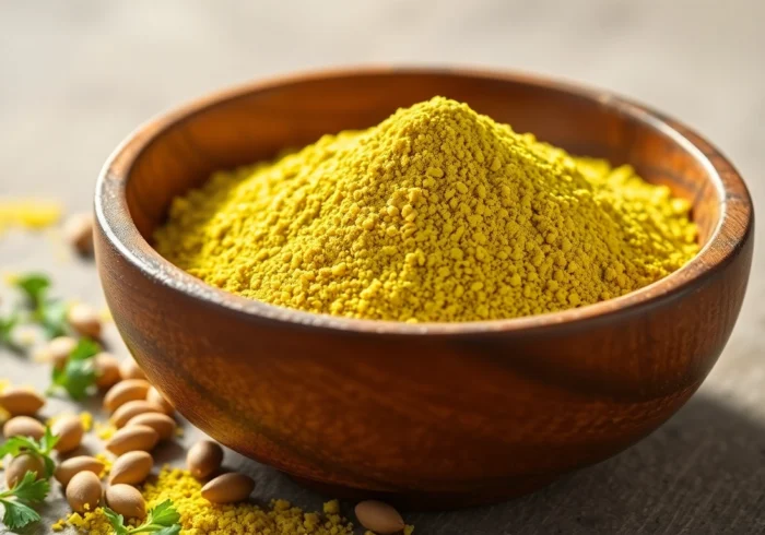 Coriander Powder in a wooden bowl with coriander seeds, showcasing fresh aromatic spices for cooking